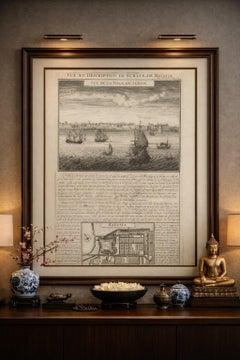 Antique View of Surat & Plan of Batavia — VOC India & Indonesia, Chatelain, 1719