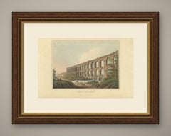 Antique View of the Aqueduct near Belgrade, Hand Colored Aquatint, 1809