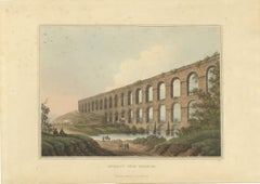 Antique View of the Aqueduct near Belgrade, Hand Colored Aquatint, 1809