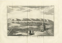 Antique View of the City of Shiraz, Niebuhr Copper Engraving, 1780