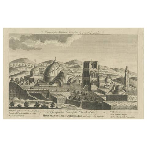 Antique View of the Holy Sepulchre Church in Jerusalem, Ca.1778