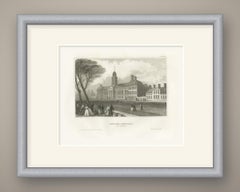Antique View of the Royal Hospital Chelsea, London, Steel Engraving, circa 1850