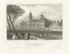 Antique View of the Royal Hospital Chelsea, London, Steel Engraving, circa 1850