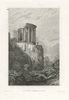 Antique View of the Sibyl's Temple above the Gorge at Tivoli, circa 1850