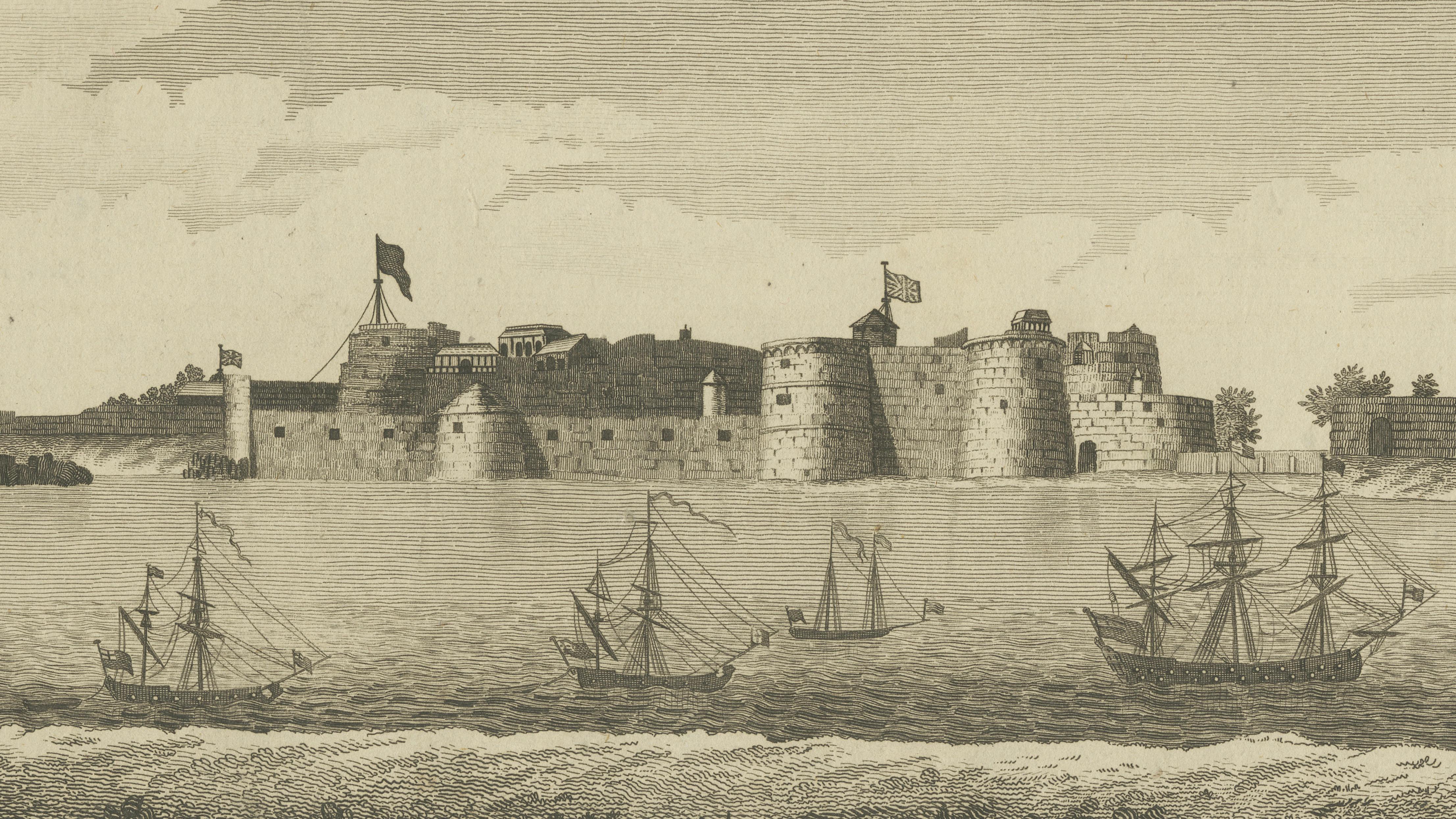 Antique View Surat Castle India – Mughal Empire Port, Millar 1782