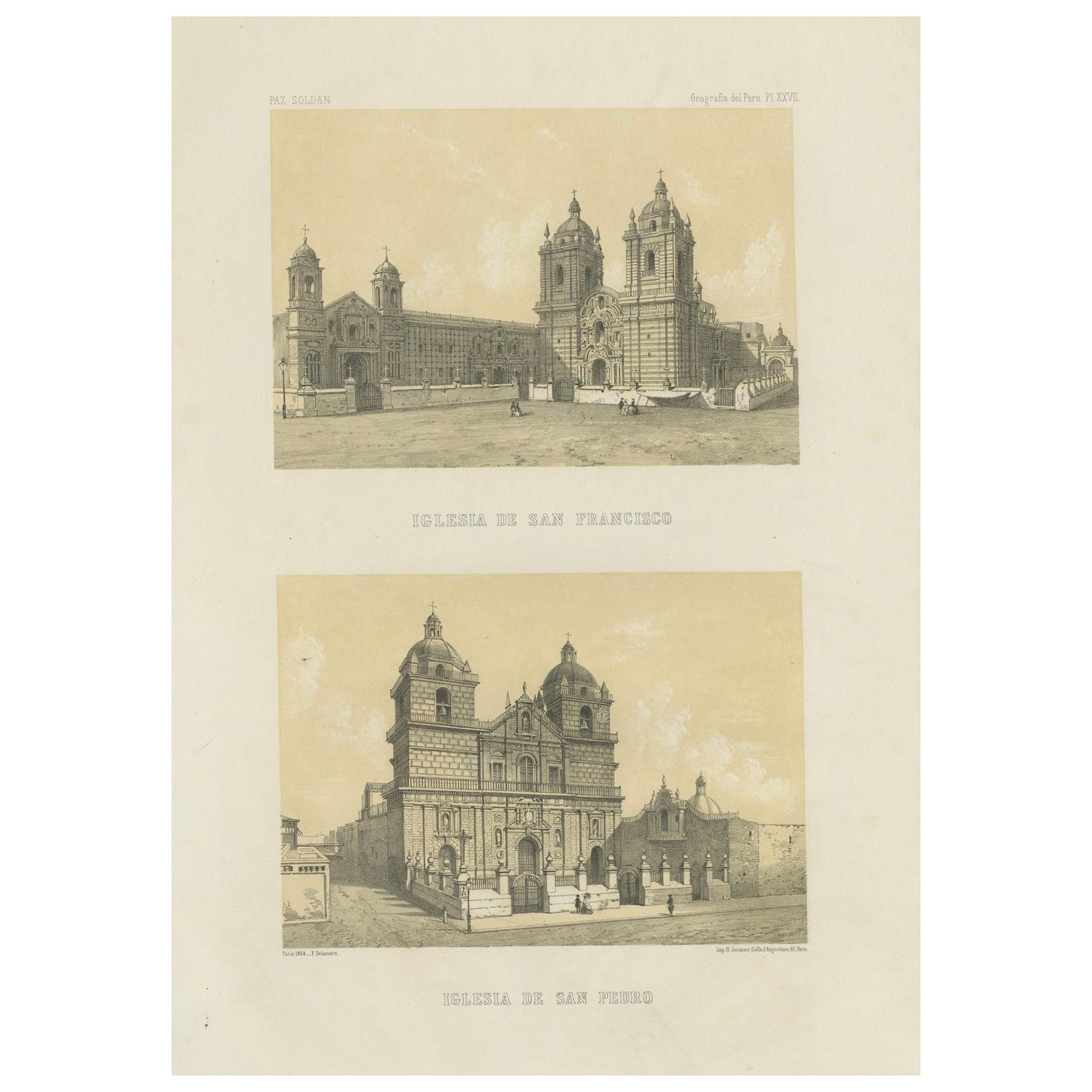 Antique Views of Lima – Iglesia de San Francisco & Iglesia de San Pedro, 1865