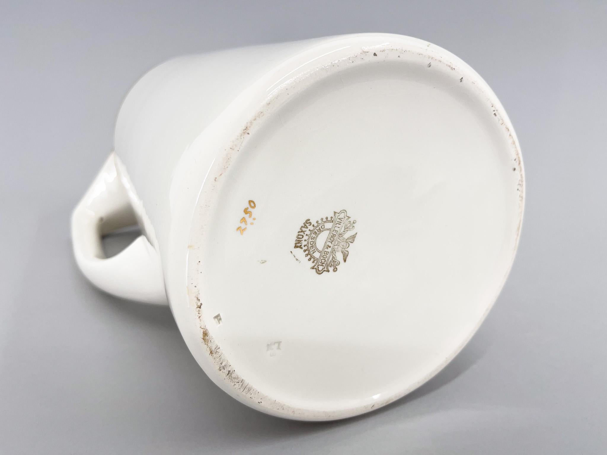 Porcelain Antique Villeroy & Boch Wash Bowl and Pitcher Set For Sale