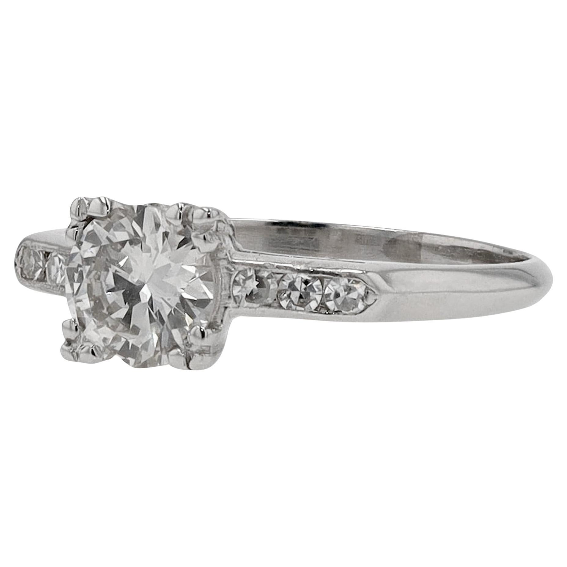 Authentic Art Deco 1 Carat Diamond Solitaire Engagement Ring For Sale