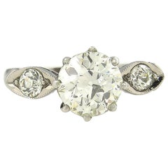 Antique Vintage 1.39 Carat Old European Cut Diamond Art Deco Diamond Ring
