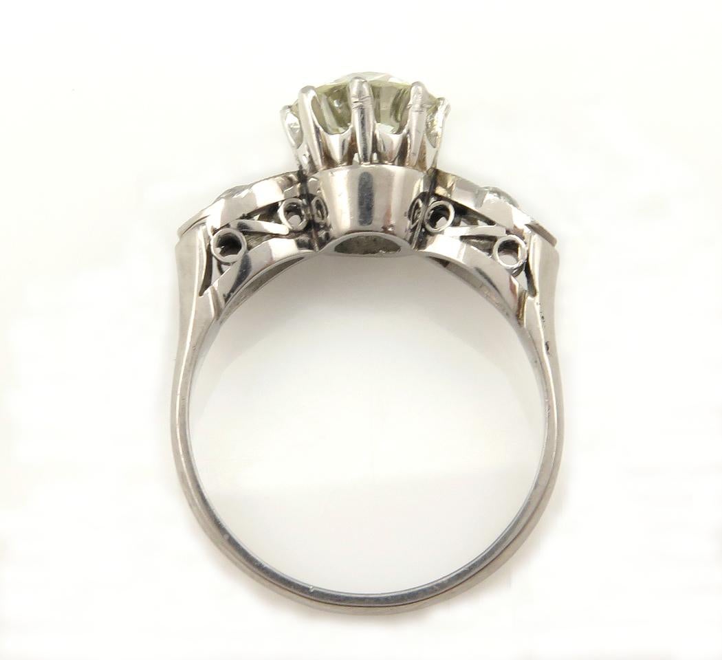 Antique Vintage 1.39 Carat Old European Cut Diamond Art Deco Diamond Ring In Good Condition In New York, NY