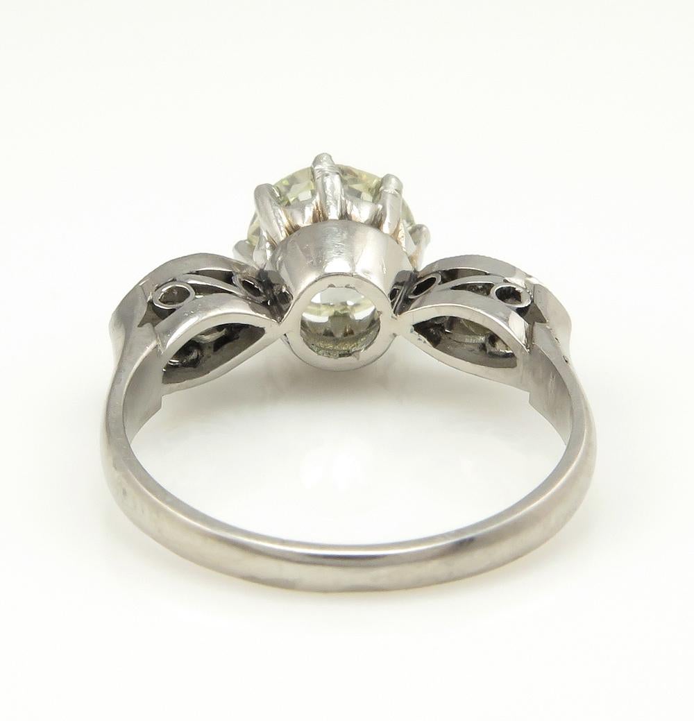 Women's or Men's Antique Vintage 1.39 Carat Old European Cut Diamond Art Deco Diamond Ring