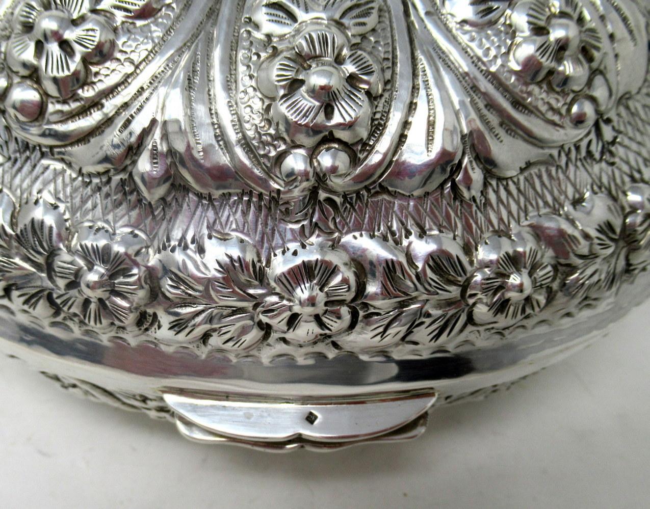 Antique Vintage Anglo Indian Sterling Solid Silver Jewellery Casket Trinket Box 3