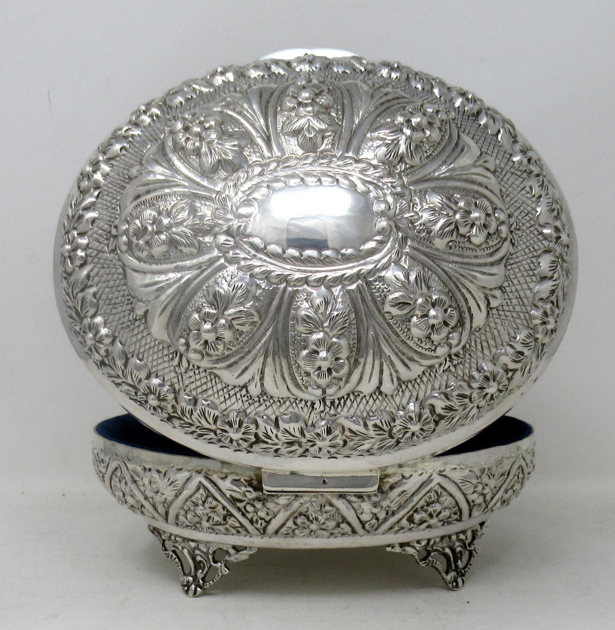Antique Vintage Anglo Indian Sterling Solid Silver Jewellery Casket Trinket Box 4