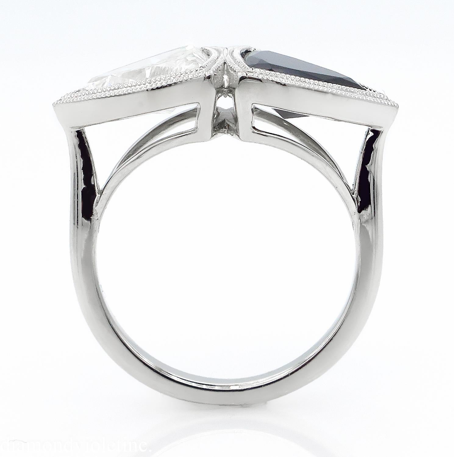 Women's ANTIQUE VINTAGE ART DECO BLACK and WHITE ONYX RING in PLATINUM For Sale