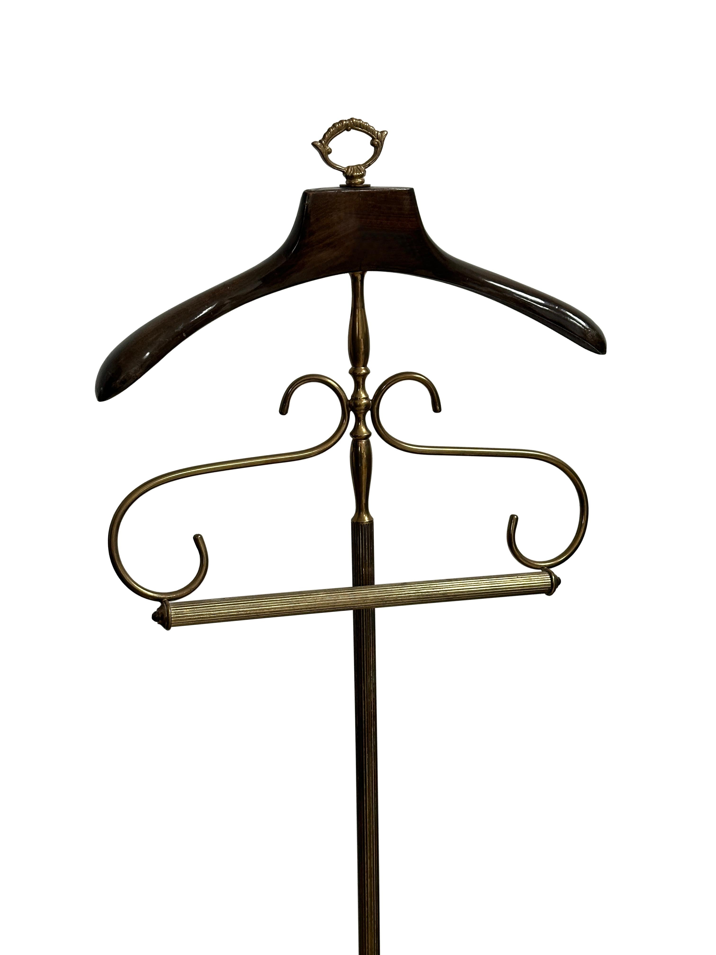 Italian Antique Vintage Art Deco Brass Shop Display Valet Stand Dressboy Clothes Rack For Sale
