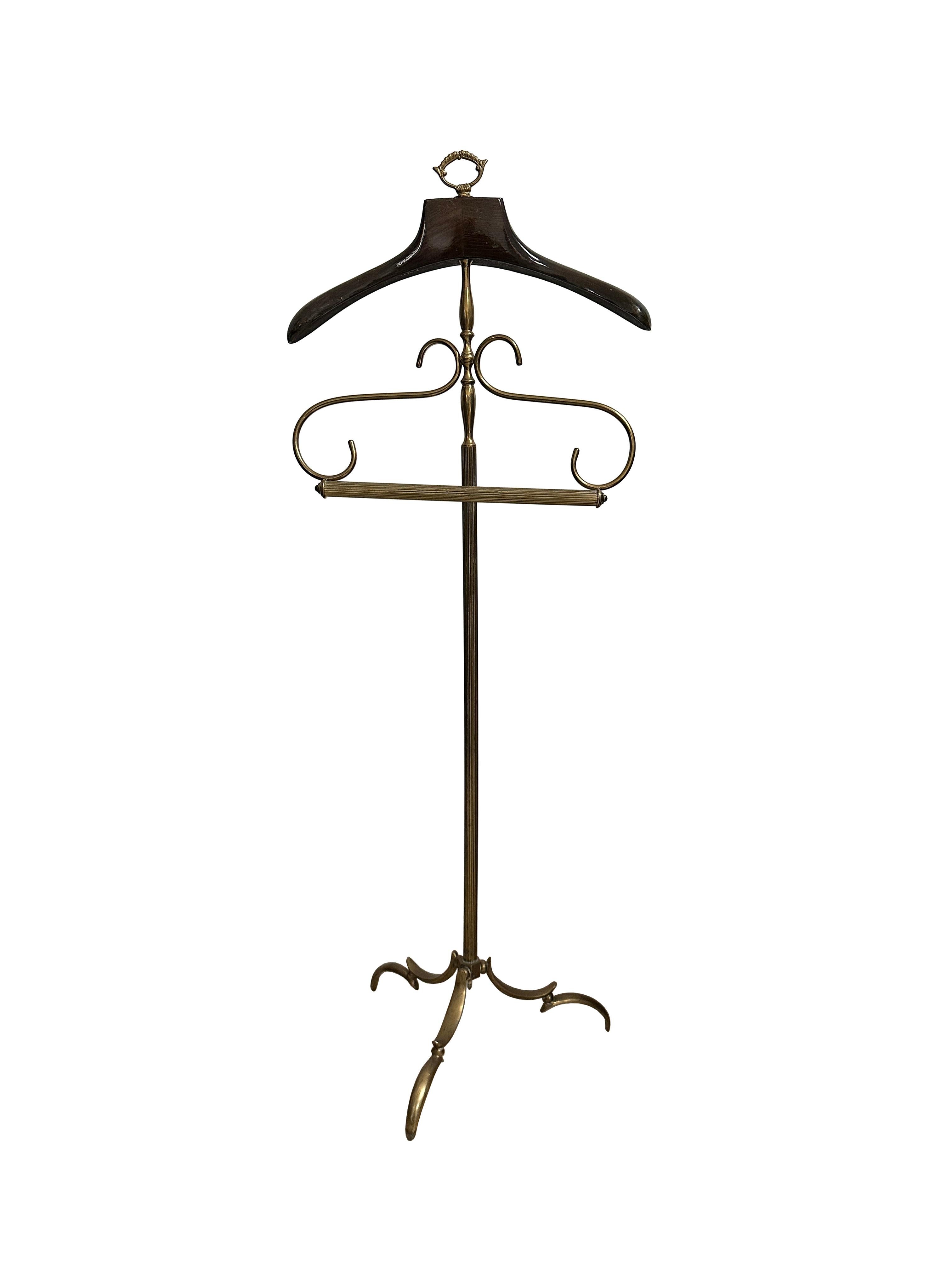 20th Century Antique Vintage Art Deco Brass Shop Display Valet Stand Dressboy Clothes Rack For Sale