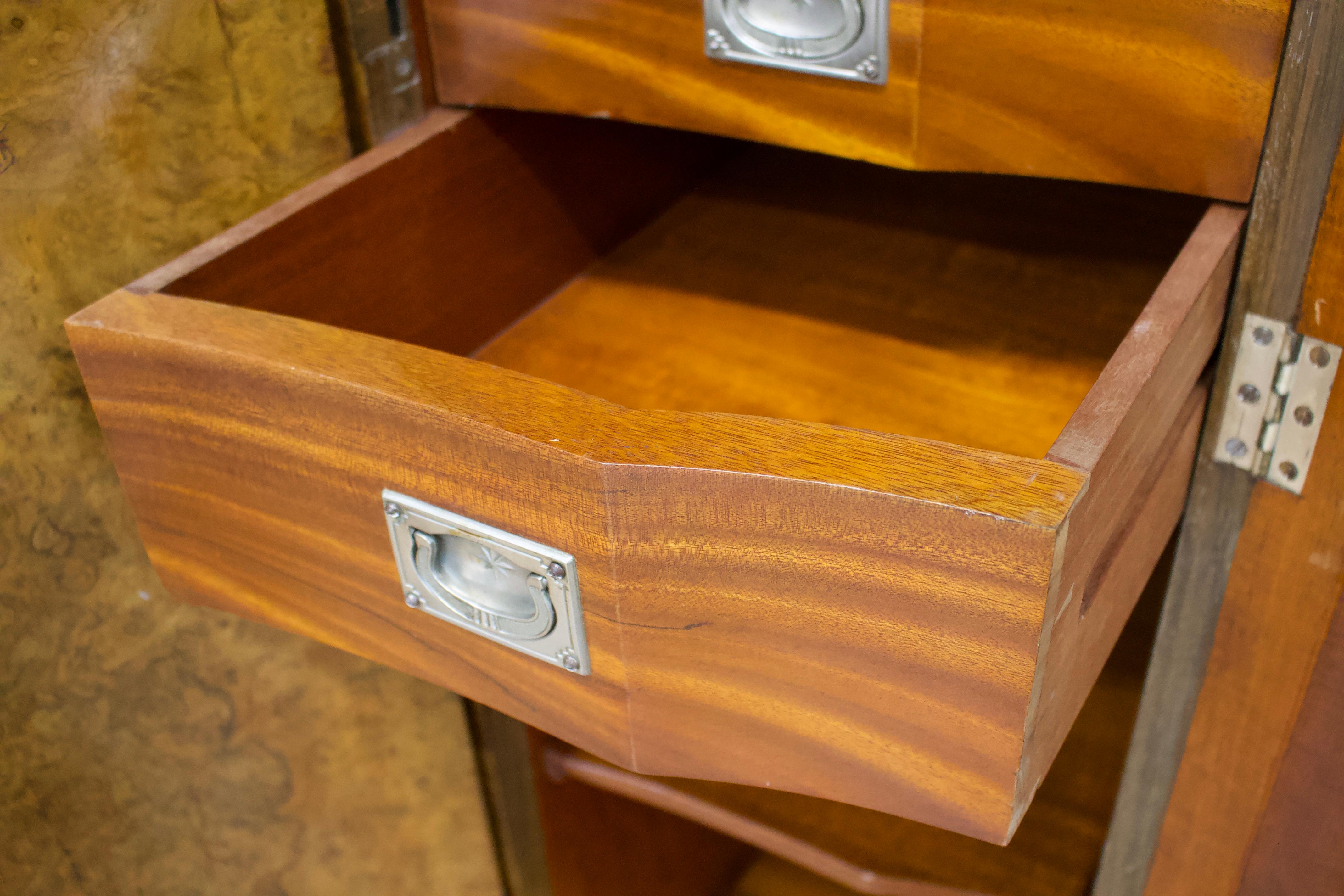 Antique Vintage Art Deco Burr Walnut Compact Compactum Wardrobe, 1930s 1