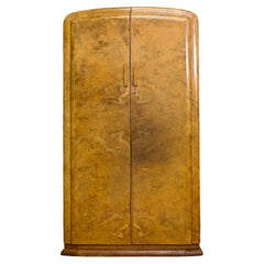 Vintage Vintage Art Deco Burr Walnut Compact Compactum Wardrobe, 1930s