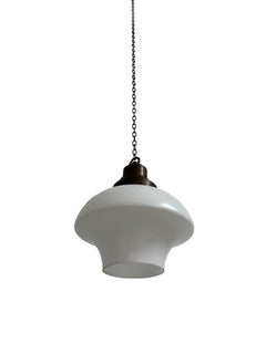 Antique Vintage Art Deco Church Opaline Milk Glass Ceiling Pendant Light Lamp
