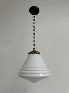 Antique Vintage Art Deco Opaline Glass Philips Phililite Ceiling Pendant Light