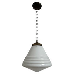 Antique Vintage Art Deco Opaline Glass Philips Phililite Ceiling Pendant Light