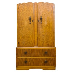 Vintage Vintage Art Deco Style Burr Walnut Compact Compactum Wardrobe, 1950s