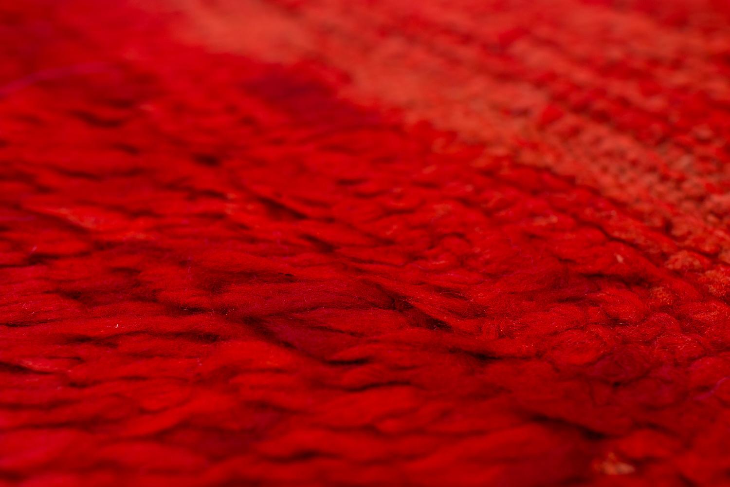 Alfombra marroquí antigua de lana con flecos Vintage Auténtico Rojo en venta 3