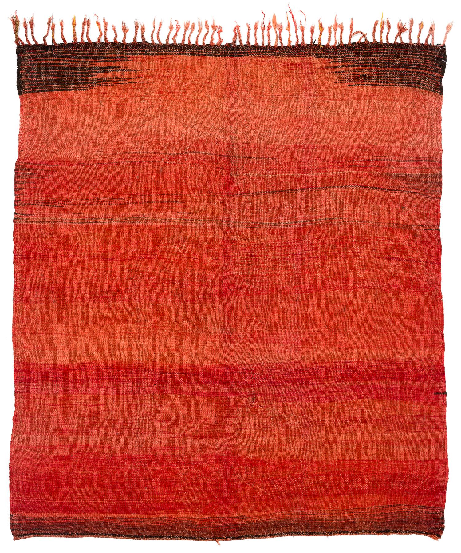 Alfombra marroquí antigua de lana con flecos Vintage Auténtico Rojo en venta 4