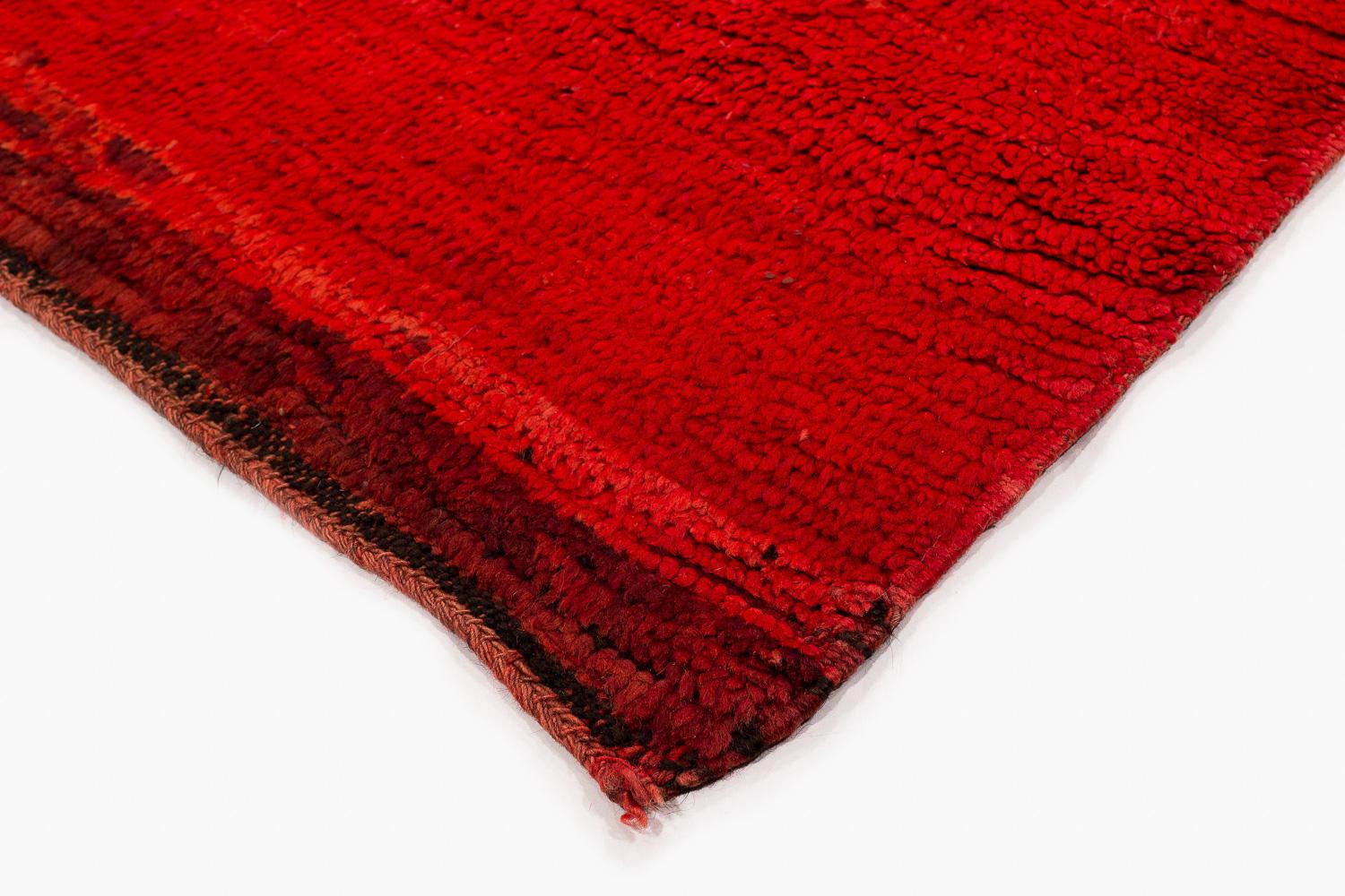 Alfombra marroquí antigua de lana con flecos Vintage Auténtico Rojo Lana en venta
