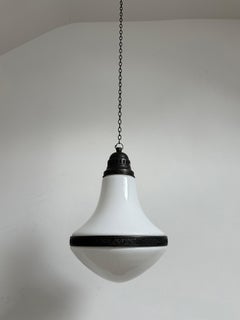 Antique Vintage Bauhaus Opaline Milk Glass Ceiling Pendant Light Luzette Lamp