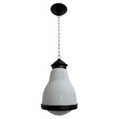 Antique Vintage Bauhaus Peter Behrens Style Opaline Copper Ceiling Pendant Light