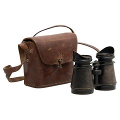 Antique Vintage Binoculars on a Leather Case, circa 1950