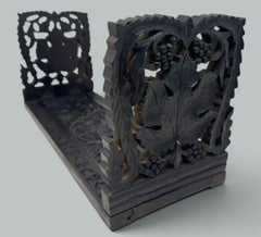 Antique Vintage Black Forest German Book Slide Carved Irish Shamrocks Maple Leaf