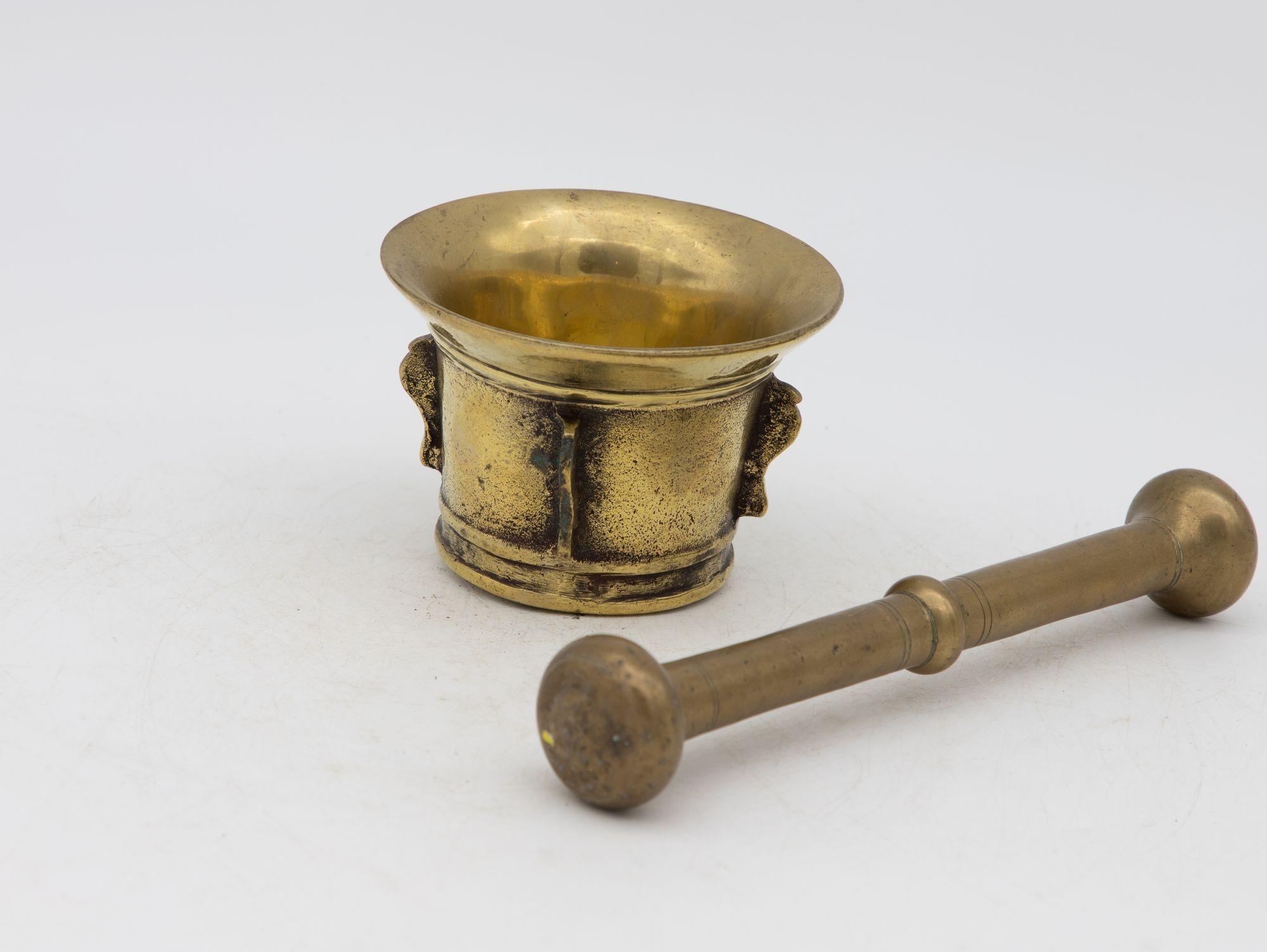 French Antique Vintage Brass Mortar and Pestle For Sale