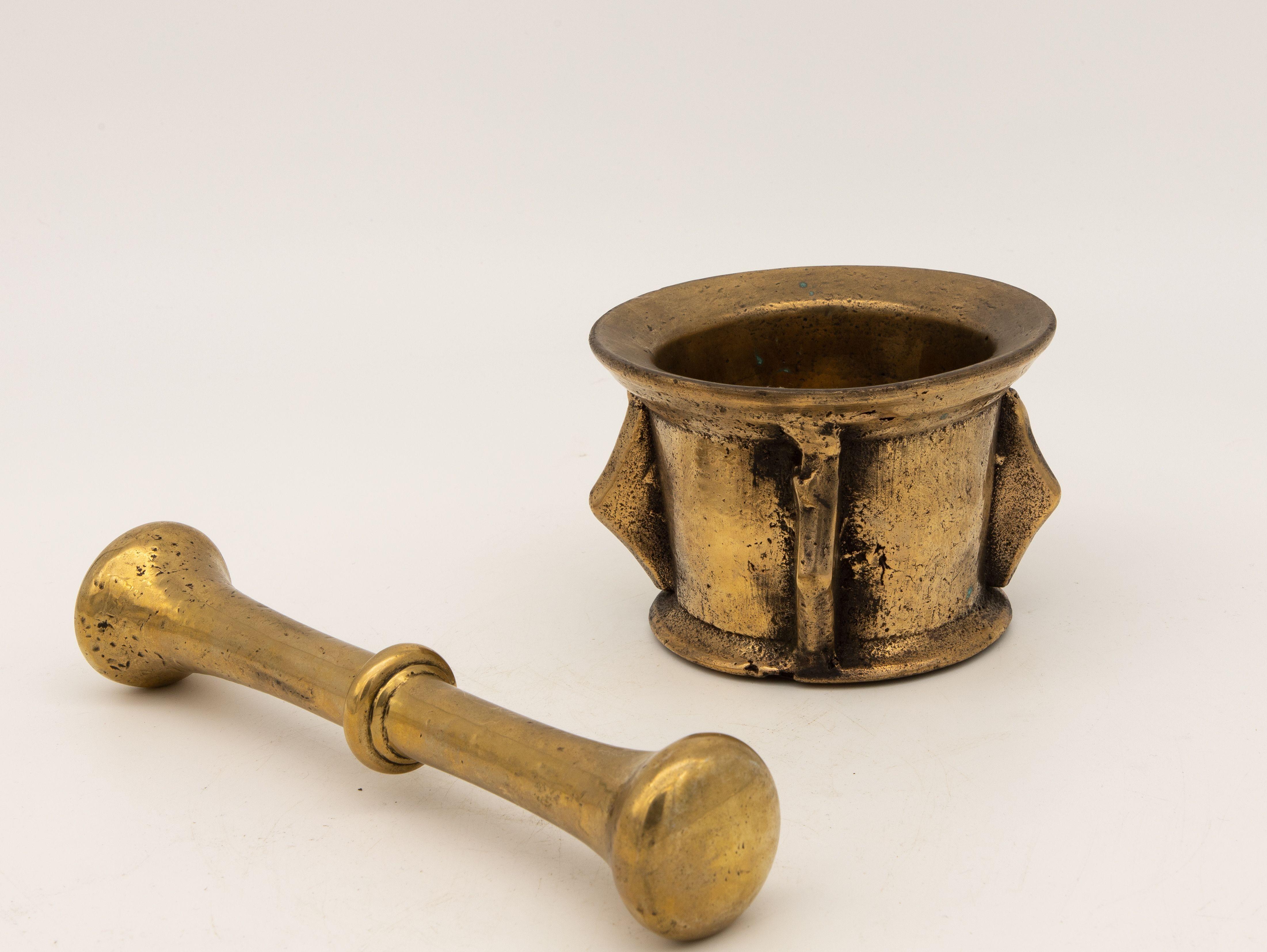 antique mortar and pestle brass