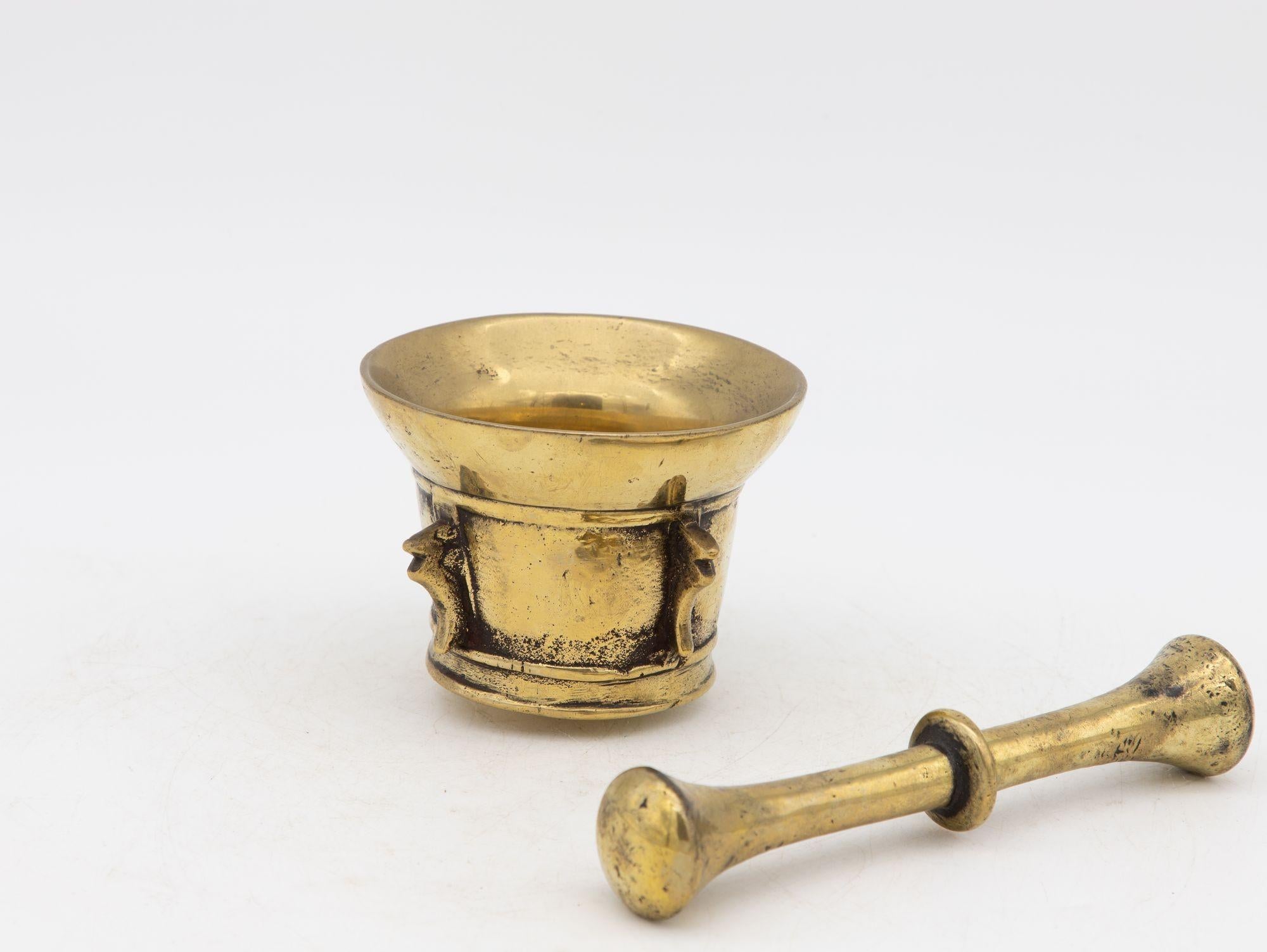20th Century Antique Vintage Brass Mortar and Pestle For Sale