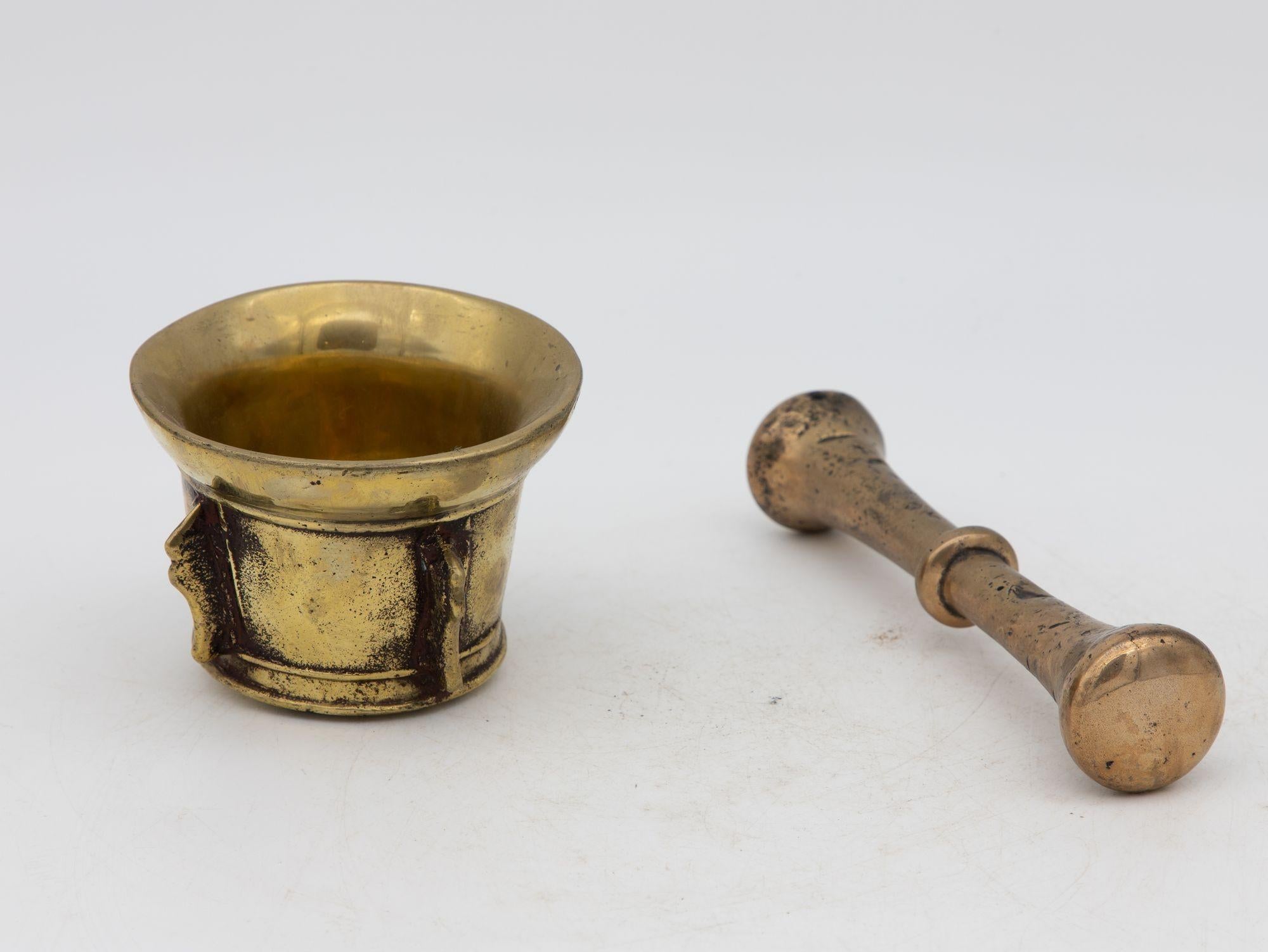 Antique Vintage Brass Mortar and Pestle For Sale 3