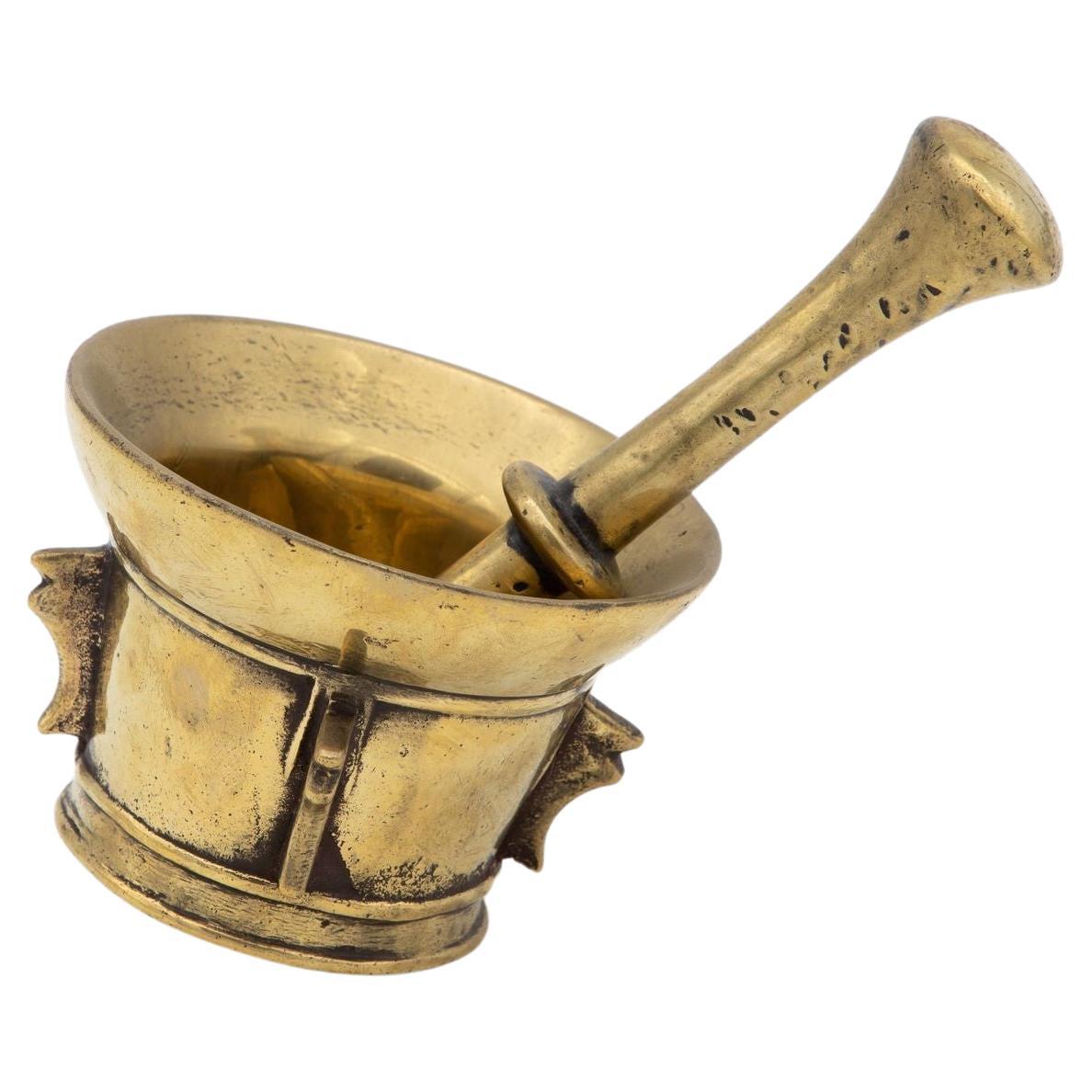 Antique Vintage Brass Mortar and Pestle For Sale