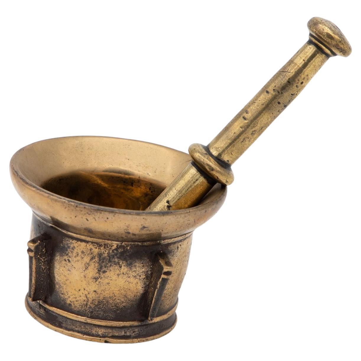 Antique Vintage Brass Mortar and Pestle For Sale