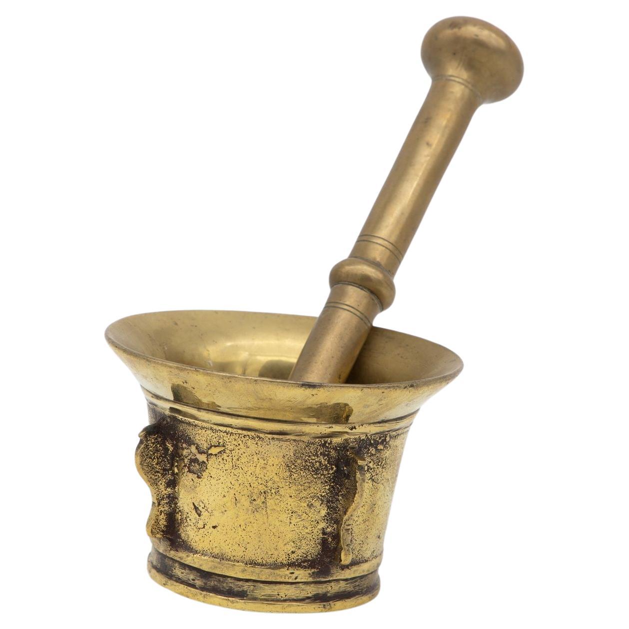 Antique Vintage Brass Mortar and Pestle For Sale