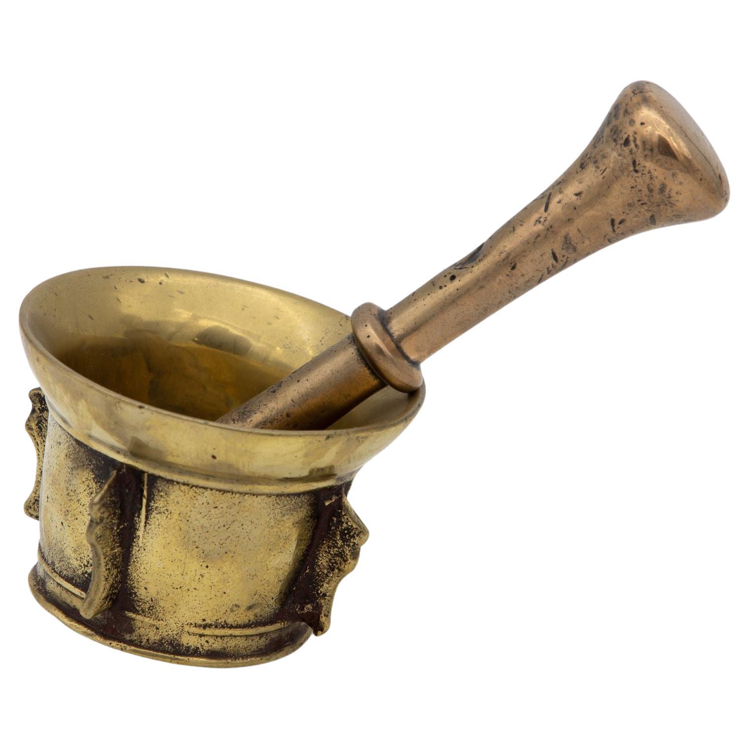 Antique Vintage Brass Mortar and Pestle For Sale