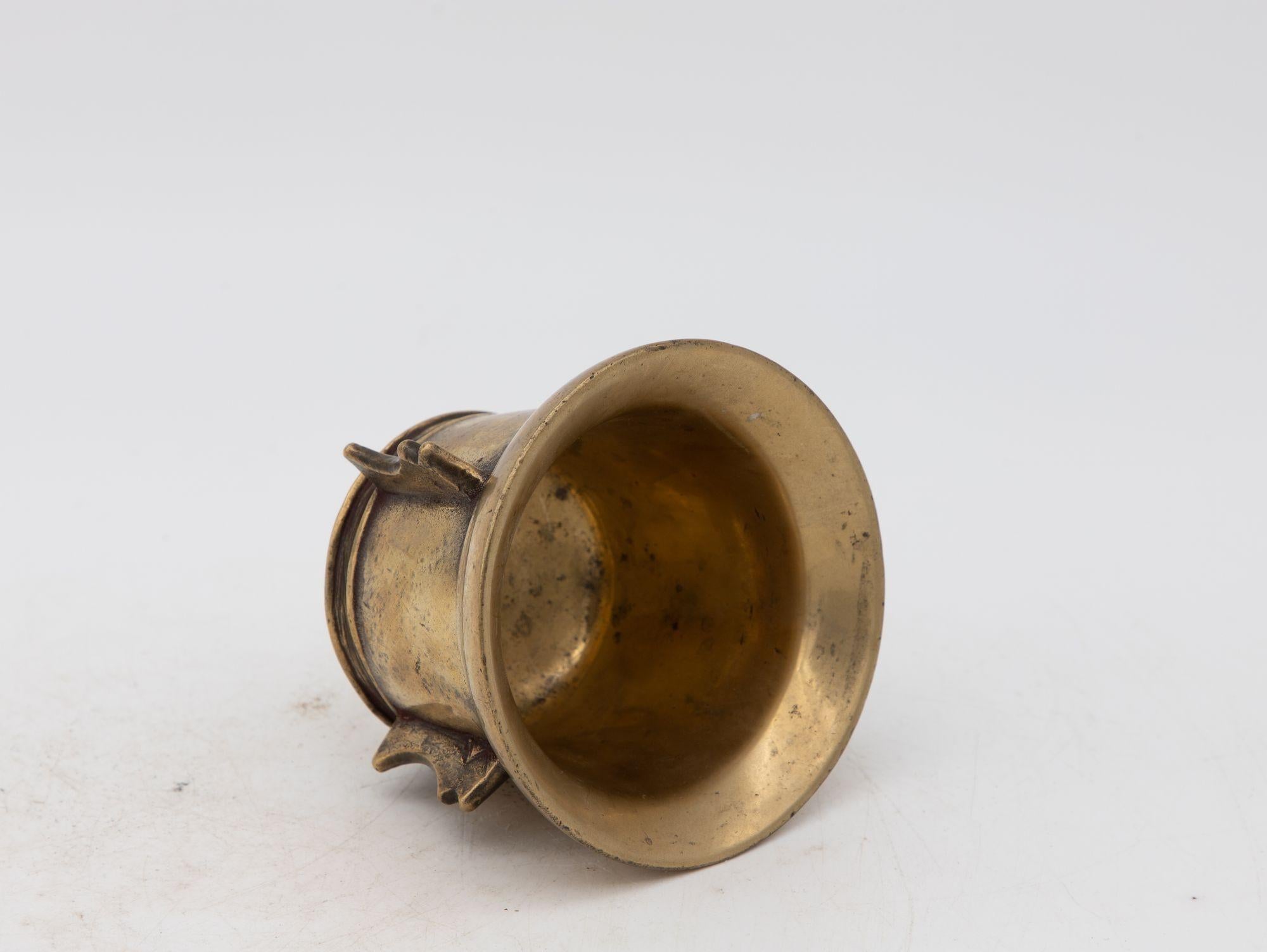 20th Century Antique Vintage Brass Mortar For Sale
