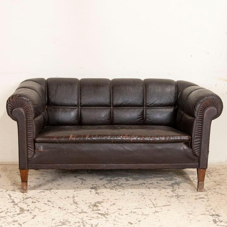 Antique Vintage Brown Leather Sofa Denmark For Sale At 1stdibs