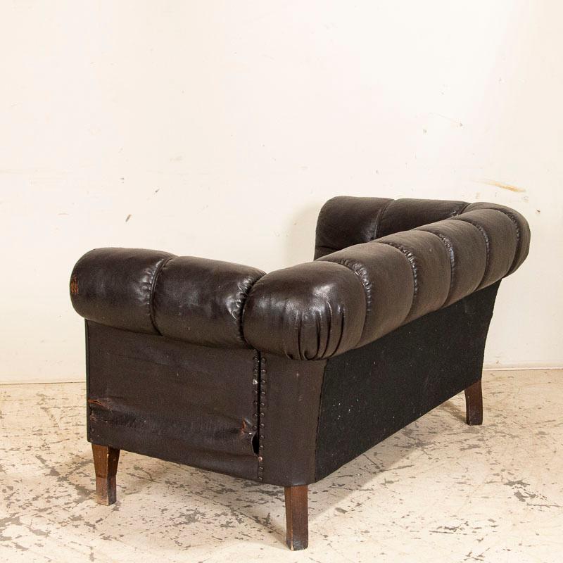 Danish Antique Vintage Brown Leather Sofa, Denmark