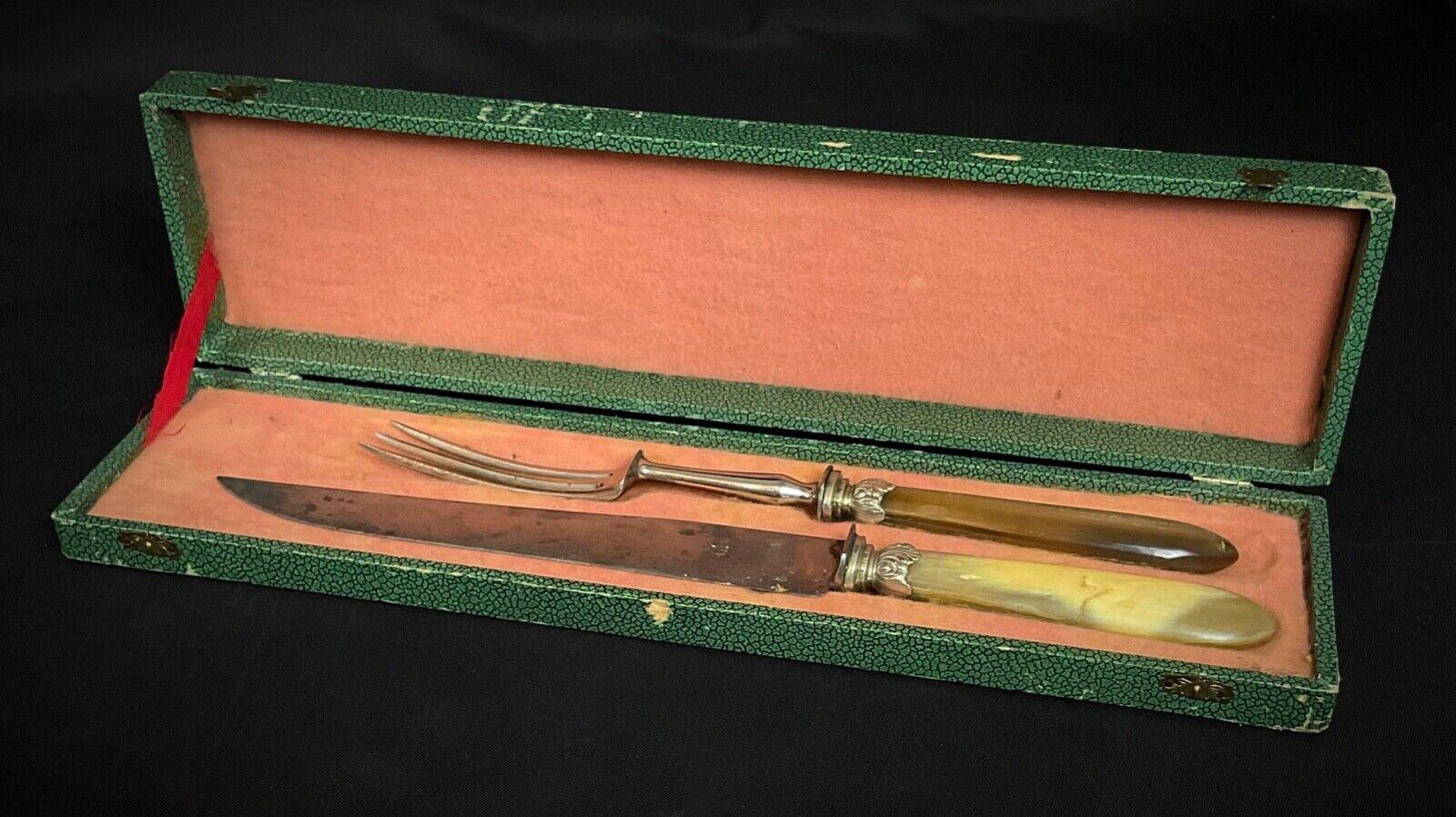 20th Century Antique Vintage Carving or Gigot Serving Set with Crown 