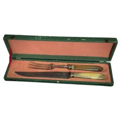Antike Vintage Schnitzerei oder Gigot Servier-Set mit Krone "1111" Hallmark- 2Y529