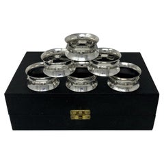 Vintage Vintage Cased Set Six Celtic Irish Sterling Dublin Silver Napkin Rings