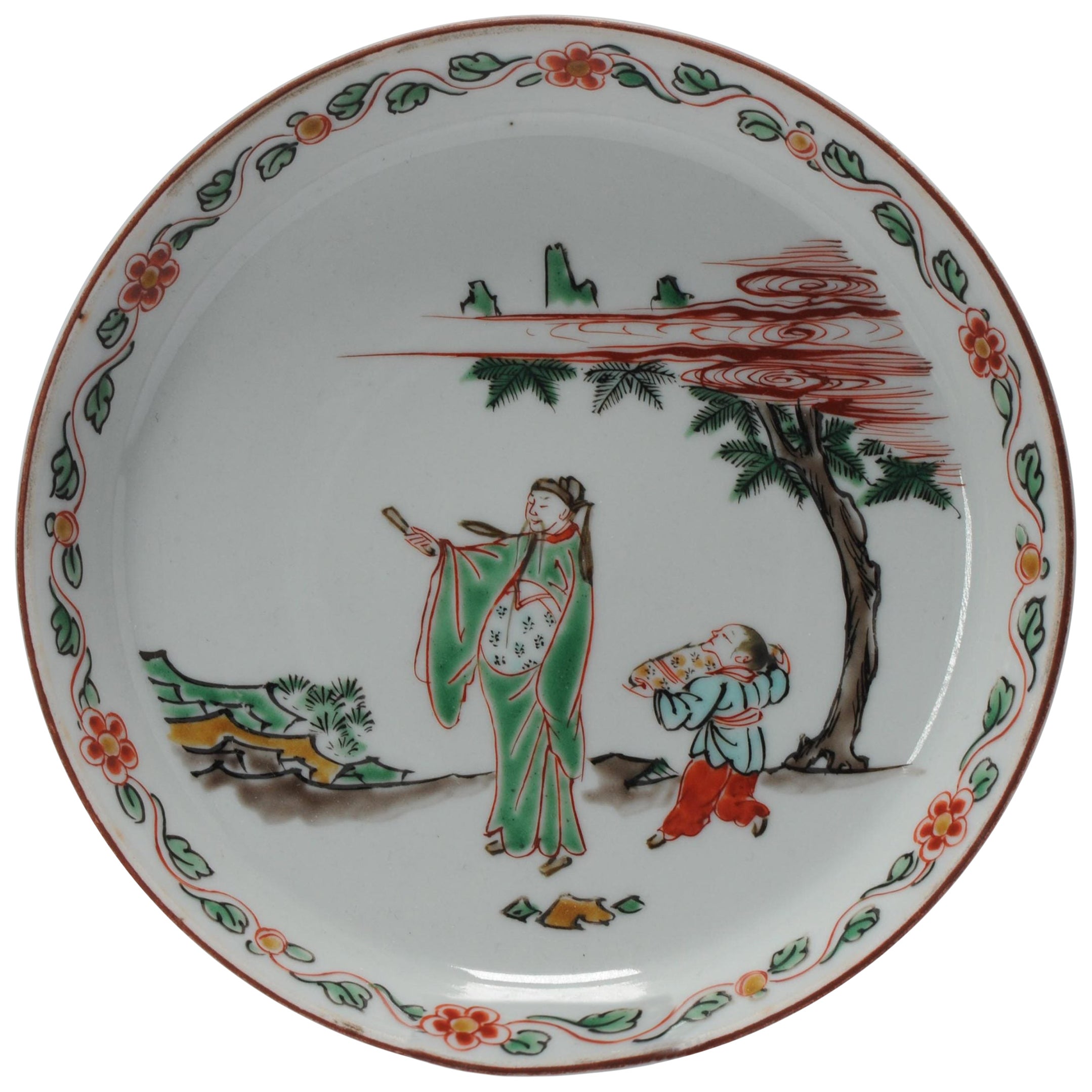 Plat Arita antique/ancien de style chinois Ko Akae, 19/20e siècle