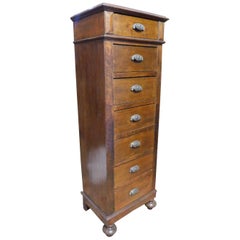 Antique Vintage Chest of Drawers, Weekly Cabinet, Brown Walnut, '800, Italy