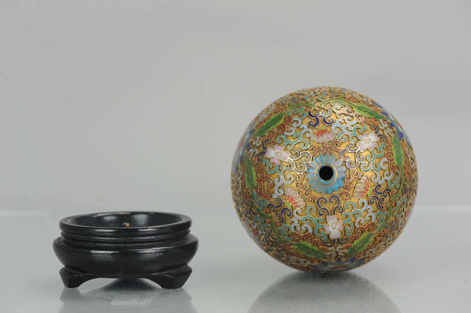 Antique / Vintage Chinese Cloisonné Egg Vase Bronze China Flowers Lotus 5